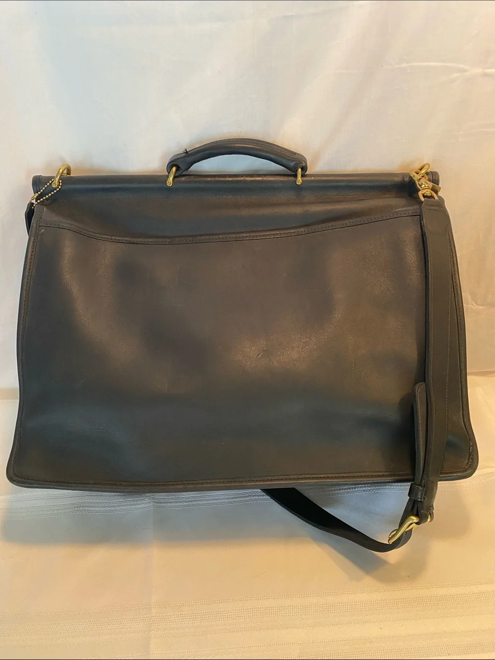 Vintage 5266 Coach Beekman Black Leather Briefcase with Gold Hardware